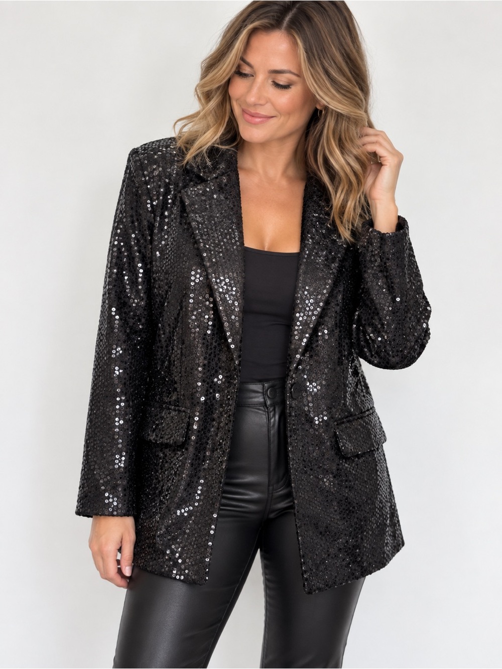 Women's Black Sequin Blazer